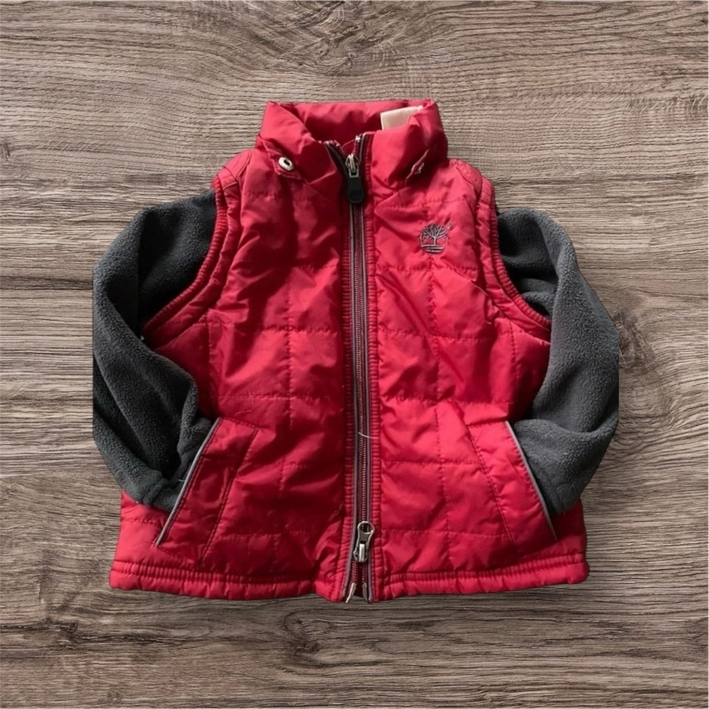 TIMBERLAND BOYS JACKET RED TOP SHIRT FLEECE COAT VEST WONTER FALL SIZE 18 MONTHS
